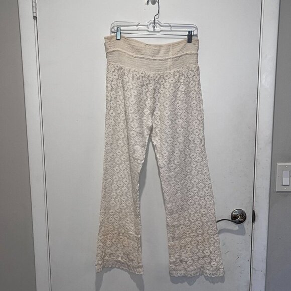 NWT Liam Hangs White Crochet Boho Cover-up Women's Pants Size L/XL - Picture 7 of 11